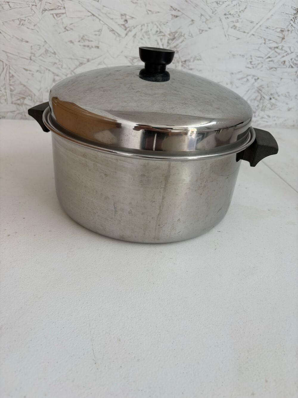 Vintage Antique Revere Ware 6 qt copper clad stock pot with dome lid
